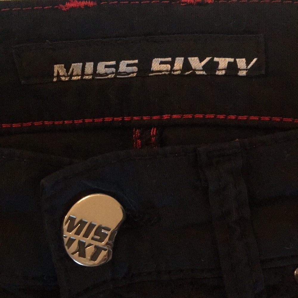 Miss Sixty black jeans with blinged out lips RARE - Picture 4 of 8
